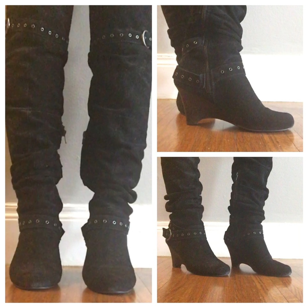 COPY - Naughty Monkey black suede over the knee boots 7.5